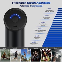 Mini-massagepistool voor spieren, draagbaar, 6 snelheidsstanden, 4 massagekoppen, 1800mAh ultrastille massage met 3200 toeren per minuut, voor het verlichten van spierpijn, USB-interface. — thumbnail 3