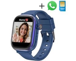 Smartwatch Kids Blauw – GPS Horloge Kind – Horloge Kind jongens – Smartwatch Kinderen Met Simkaart – Kinder Smartwatch met Stappenteller, GPS en WIFI