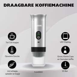 Flavers ® | Draagbare Elektrische Espressomachine | 2026 model | Grijs | Koffiezet apparaat voor Onderweg | Capsules & Gemalen Koffie | Portable Espresso Machine | Cadeauset | koffiemaatje | Draagbare Koffiemachine | Reis & Camping Koffiezetapparaat — thumbnail 3