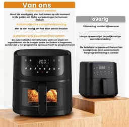 Airfryer - Hetelucht friteuse - 4 liter - 70 tot 200 graden - 1350 watt - Zwart — thumbnail 4