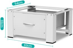 Wasmachine Basisframe met Uittrekbare Lade – Wit, Draagbaar tot 150 kg, 63 x 54 x 32 cm — thumbnail 3