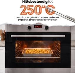 Braadslede met Afkoelrooster 304 RVS 26,4 x 20,5 x 3 cm + Zilveren Keukenpincet 25 cm – Oven, BBQ & Airfryer Set — thumbnail 5