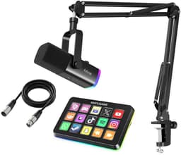 FIFINE Streaming Pack - AM8T + D6 + XLR - Complete Streaming & Podcast Set - 15 LCD Toetsen - PC, PS4, PS5, Mac - Gaming, Streaming & Content Creatie - Zwart — thumbnail 1