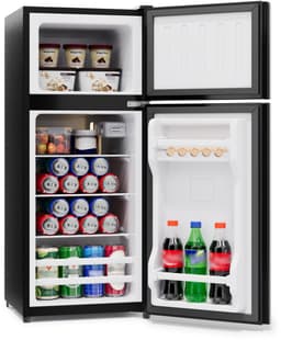 OKWISH Minikoelkast – 92 L Met Vriesvak – 42,5 x 42,5 x 102 cm – RVS En Glas – Zwart – Voor Keuken En Kantoor — thumbnail 3