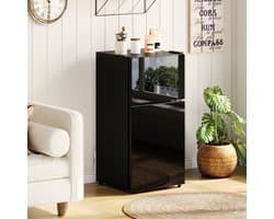 OKWISH Minikoelkast Vrijstaand – 60 L Met Vriesvak – 42,5 x 44,5 x 87,5 cm – Roestvrij Staal – Zwart – Voor Keuken En Kantoor