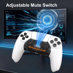 Ntech PS5 Controller Geschikt voor PS5 en PS5 Slim - ps5 game controller Draadloos - Wit - Audio Jack Input - Touch Sensor - Dual Trilmotoren Draadloze Controller — thumbnail 2