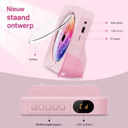 Draagbare CD-Speler -Bluetooth met Dubbele Luidsprekers- HiFi-speaker radio-Oplaadbare CD-Speler met USB-C-Roze — thumbnail 3