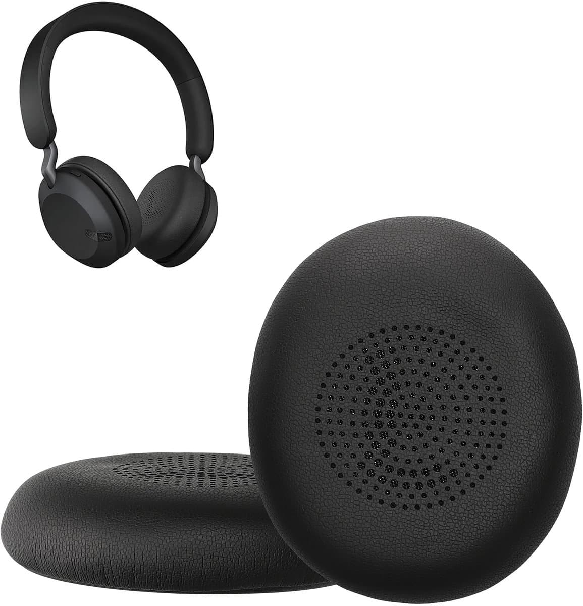 kwmobile 2x oorkussens geschikt voor Jabra Jabra Elite 45h / Evolve2 65 / Evolve2 40 - Earpads voor koptelefoon in zwart — afbeelding 1