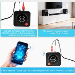 Bluetooth 5.1 Ontvanger met NFC - TF-kaart - Bluetooth Receiver -3,5mm AUX en RCA Audio Adapter - Voor auto, smartphone, tablet, hifi-muziek thuis — thumbnail 3