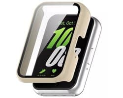 Strap-it Hard case hoesje met glazen screen protector - geschikt voor Samsung Galaxy Fit 3 (beige)