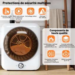 STILVORA Wasdroger – Compact En Stil 3 Kg – 53,5 x 42 x 65 cm – ABS En Staal – Wit – Wandmontage Voor Kleine Ruimtes – 8 Programma’s — thumbnail 5
