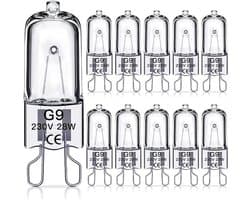G9 Halogeenlamp - 20-delig Voordelig Pakket 230V 28W - 2800K Warm Wit Licht & Dimbaar - Universele Vervanging voor G9-fitting - Geschikt voor Wandlampen, Kaarslampenfittingen en Staande Lampen
