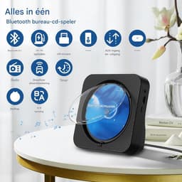 Draagbare CD-Speler -Bluetooth met Dubbele Luidsprekers- HiFi-speaker radio-Oplaadbare CD-Speler met USB-C-Zwart — thumbnail 2