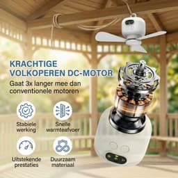 MUPOO Draadloze Plafondventilator camper met LED lamp & Afstandsbediening - 8000mAh Oplaadbaar - 4 Snelheden -Timer -Stille Motor & Afneembare Bladen - Ø27cm - Voor Camping, Tent, Caravan, Slaapkamer, Tuin, RV & Overkapping — thumbnail 4