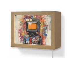 Wandlamp 20x15 cm - Oplaadbaar - Televisie - Graffiti - Mens - Kleuren - Wandlampen binnen woonkamer - Slaapkamer lamp met kabel - Decoratieve nachtlamp - Vloerlamp snoer