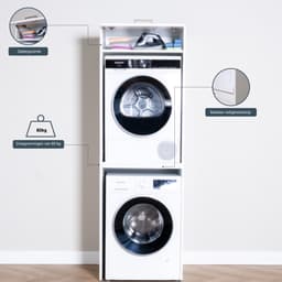 Washcab® Wasmachine Kast - Droger Verhoger - Wasmachine Ombouw - Droger op wasmachine Wit - Stack — thumbnail 7