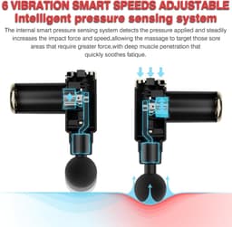 Massagepistool, spierpercussiemassageapparaat met 4 massagekoppen, stil en draagbaar massagepistool voor diepe weefselmassage van rug, benen, schouders en nek. Ideaal cadeau voor sporters en thuisgebruikers. — thumbnail 3