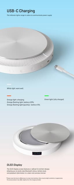 Trettitre T-CP8 Draagbare CD-speler met Bluetooth – Oplaadbaar – AUX-aansluiting & USB-C-oplaadpoort – Wit — thumbnail 5