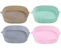 4 Stuks Air Fryer Bakje - Air Fryer Siliconen Bakvormen – Air Fryer Accessoires – ⌀ 21cm – Ronde Herbruikbare Air Fryer Liners – Antiaanbak – Hittebestendig