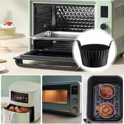 6-pack - Airfryer siliconen bakjes - Dik groot - Gebakken eierdopjes + muffinvormpjes - Hittebestendig en vaatwasserbestendig - Zwart — thumbnail 4
