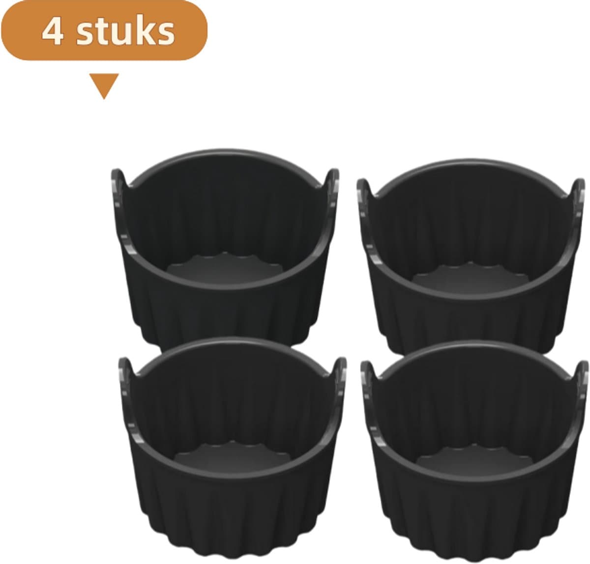4-delige muffinvorm - siliconen bakvorm - geschikt voor airfryer - gemakkelijk schoon te maken - eierkokervorm - zwart — afbeelding 1