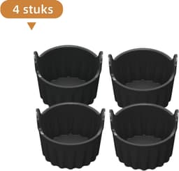 4-delige muffinvorm - siliconen bakvorm - geschikt voor airfryer - gemakkelijk schoon te maken - eierkokervorm - zwart — thumbnail 1