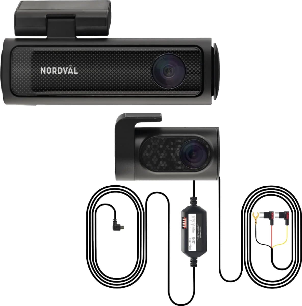Nordväl DC202-2CH Dashcam – Incl. 256B SD Kaart & Parkeermodus kabel set – 4K Ultra HD voor en 2K QHD achter – Wifi – GPS – Parkeermodus – Dashcam voor auto - Auto Camera — afbeelding 1