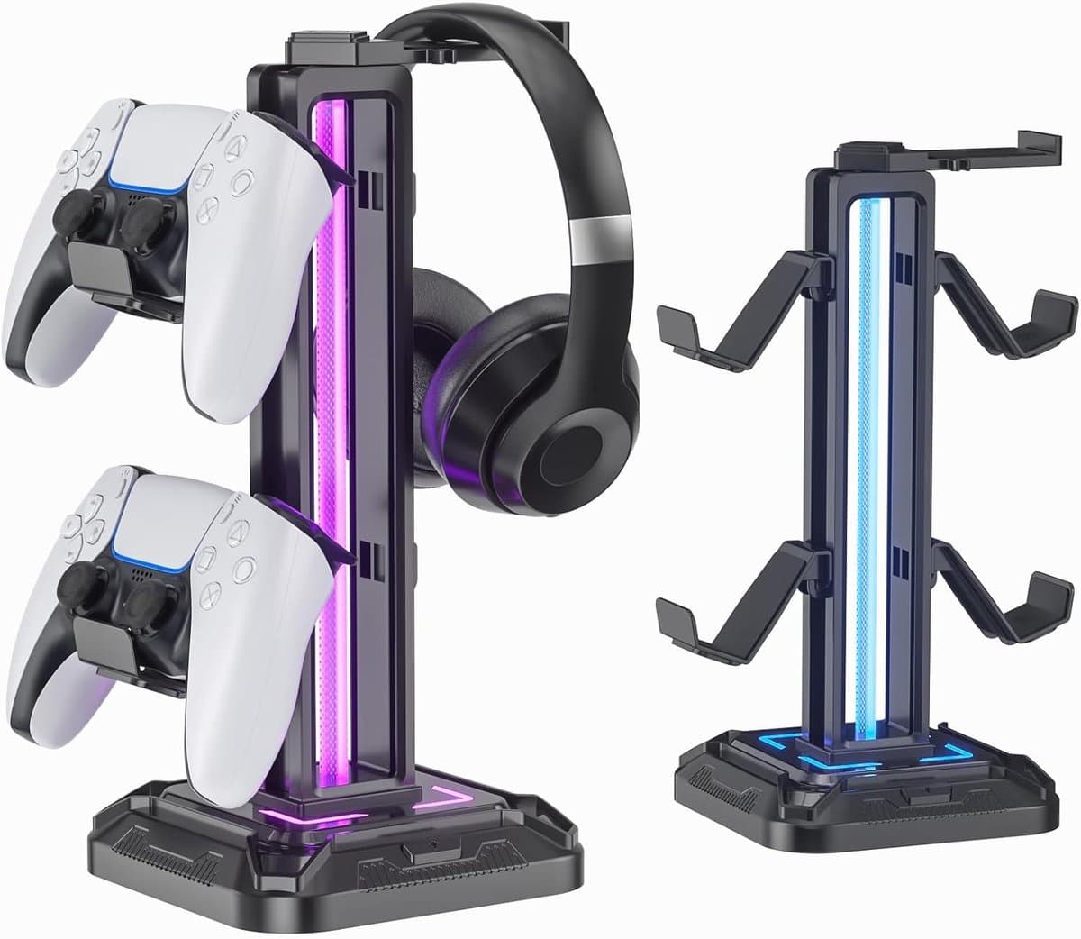 Elkuaie Headsetstandaard - Gamepadhouder - 360° Draaibaar Met Verlichting - 1 Stuk - Zwart — afbeelding 1