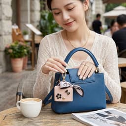 Roze hoesje voor oordopjes dames met strik en decoratieve details geschikt voor AirPods Pro 2 kunstleer hardcase met ring en lint — thumbnail 5