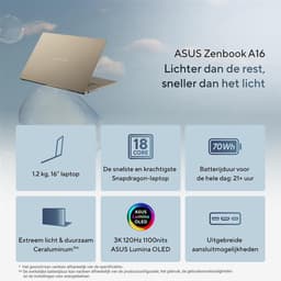 ASUS Zenbook A16 UX3607OA‑SQ013W – Copilot+ Laptop - 16 inch - 3K - Snapdragon X2E‑94 - 48GB/1TB - Wi‑Fi 7 — thumbnail 2