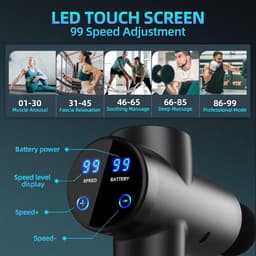 Draagbaar Massagepistool met 99 Snelheden en 8 Massagekoppen voor Spierverlichting — thumbnail 3