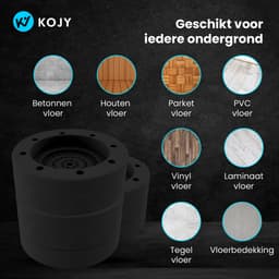 KOJY Wasmachine dempers - Verhoger - Stapelbaar - Zwart - voor wasmachine en wasdroger - 8 Stuks — thumbnail 4
