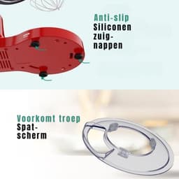 DYNA® Mixer met mengkom - Mixer - Mixer met mengkom keukenmachine - Rood - ‎39x 24x 31cm; 6.3 kg — thumbnail 3
