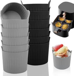 12 stuks siliconen muffinvormen voor airfryer, herbruikbare bakvorm, siliconen vormen voor muffins, cake en eieren — thumbnail 13