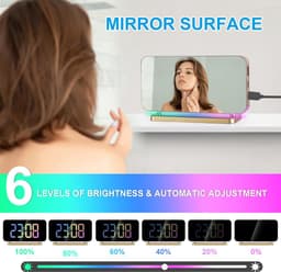 Digitaal Wekkerhorloge - Digitaal LED Elektronisch Bureauwekker - 11 Kleuren Tijdsweergave en RGB 10-Modus Nachtlamp - USB-C Oplaadbare Bedside Klok met Projectie - Geschikt voor Slaapkamer en Kantoor - Gouden Kleur — thumbnail 5