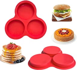Siliconen cakevorm - 2 stuks - Taartvorm - 10 cm diameter - Eiervorm - Eierring - Bakplaat voor de airfryer - Voor Magnetron Kleine Taartjes Puddings Taart Ontbijt Patty - Geschikt voor airfryers van 6 liter en groter - rood — thumbnail 4