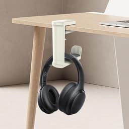 2 stuks Koptelefoonhaak voor Bureau - 360° Draaibare Haak Houder Voor Hoofdtelefoon - Kantoor Headset Stand | Voor Kantoor Thuiswerkplek Computer Slaapkamer Dormitory，wit — thumbnail 4