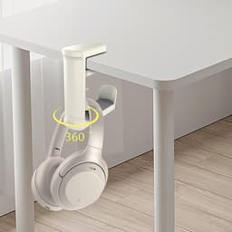 2 stuks Koptelefoonhaak voor Bureau - 360° Draaibare Haak Houder Voor Hoofdtelefoon - Kantoor Headset Stand | Voor Kantoor Thuiswerkplek Computer Slaapkamer Dormitory，wit — thumbnail 3