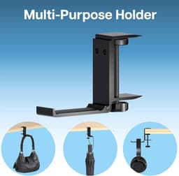 2 stuks Koptelefoon Houder voor onder Bureau – Koptelefoon Standaard – Verstelbare Headset Stand – Headset Hanger – Hoofdtelefoon Houder Bureau – Universele Hoofdtelefoon Haak - Zwart Aluminium，zwart — thumbnail 2