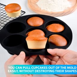 Muffinbakvorm voor airfryer - Bakvorm - Taartvorm - 3,5–5 liter - Geschikt voor muffins/eierblokjes - Siliconen - Zwart — thumbnail 10