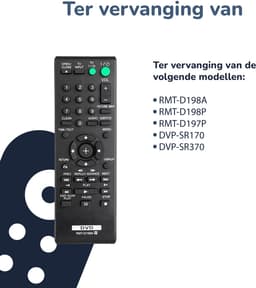 Bedienbaas DVD/CD Afstandsbediening - Geschikt voor Sony - RMT-D198A/RMT-D198P/DVP-SR serie — thumbnail 2