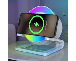 Draadloze Oplader met Bluetooth Speaker en Kleuren Nachtlampje, Dimbaar Sfeerlicht