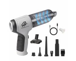 HomeShift® Auto Stofzuiger Draadloos V2 - Kruimelzuiger - Handstofzuiger - Kleine Stofzuiger - Draadloze stofzuiger - Air Duster - Nat & Droog - Grijs