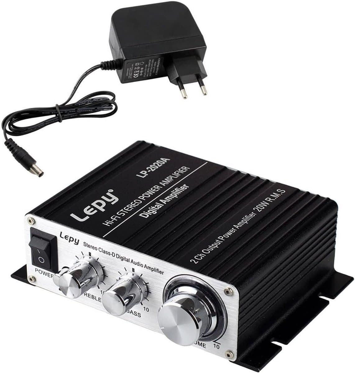Compacte HiFi Stereo Versterker - 2x20 Watt - Zwart - Geschikt voor MP3, Telefoon en DAC — afbeelding 1