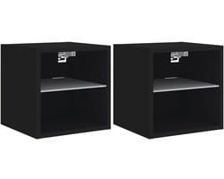 Set van 2 Zwevende TV Meubels met LED Verlichting - Wandkast voor Woonkamer