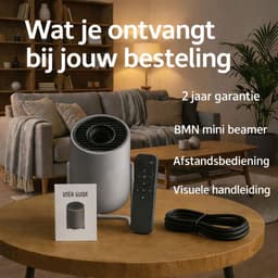 BMN® Premium Mini Beamer 2026 Editie - Smart Projector met 4K ondersteuning - Geschikt voor IOS en Android - WiFi 6 & Bluetooth 5.4 - Android 13.0 - Draagbaar - Inclusief Hdmi kabel - Thuisbioscoop - Grijs — thumbnail 5
