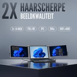 Triple Portable Monitor Expert 14" MultiCable - Full HD Draagbare monitor met USB-C & HDMI - Tri screen - Plug & Play - Incl. Draagtas — thumbnail 5