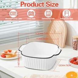 Set van 4 Keramische Ovenschalen Vierkant - Stapelbaar - Geschikt voor Oven, Airfryer en Magnetron (400 ml) — thumbnail 2