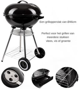Ceruzo Houtskoolbarbecue op Wielen - Ø 46cm -H84 cm — thumbnail 4
