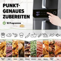 GOURMETmaxx FryUp dubbele kamer heteluchtfriteuse MultiSize - 10 l | verticale airfryer met 2 kamergroottes: minder verspilling van kookruimte | 10 programma's & led-touchdisplay | heteluchtfriteuse 2 kamers — thumbnail 2